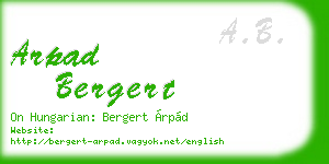 arpad bergert business card